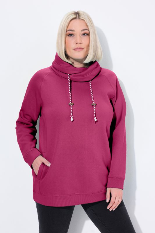 Sweat-shirt à large col montant, poches et manches longues raglan