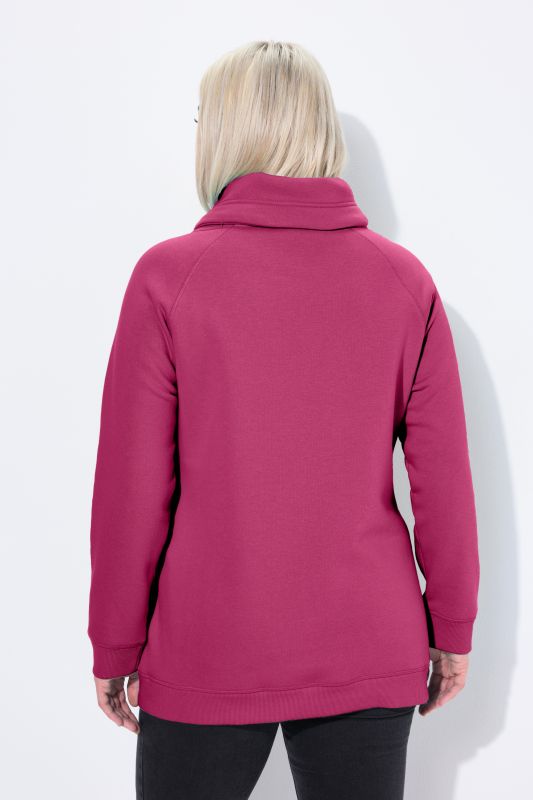 Sweat-shirt à large col montant, poches et manches longues raglan