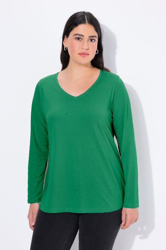 T-shirt Coupe Slim Fit, décolleté en V et manches longues