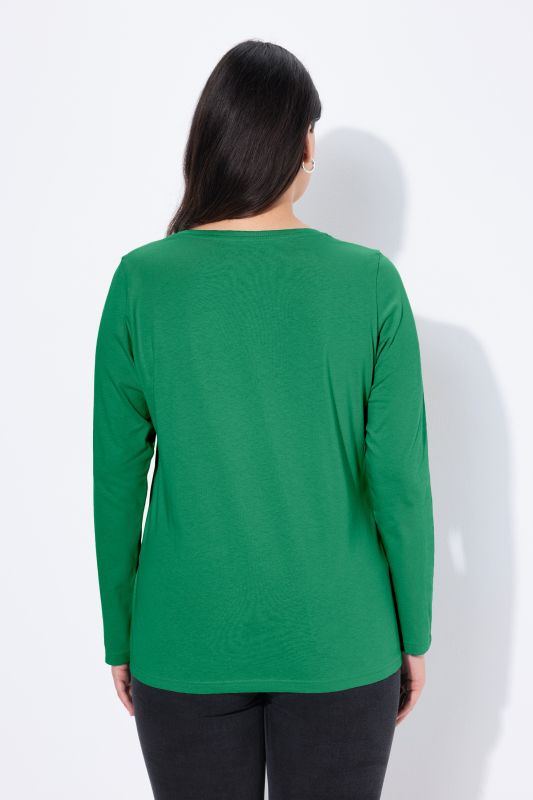 T-shirt Coupe Slim Fit, décolleté en V et manches longues