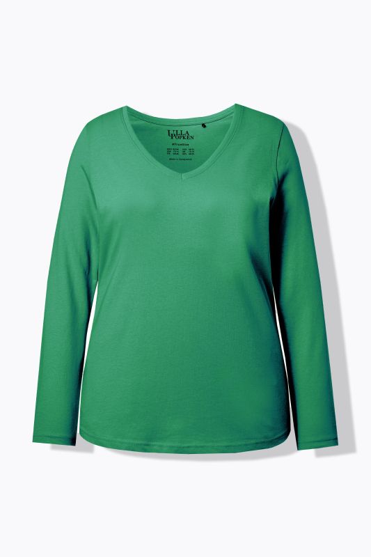T-shirt Coupe Slim Fit, décolleté en V et manches longues
