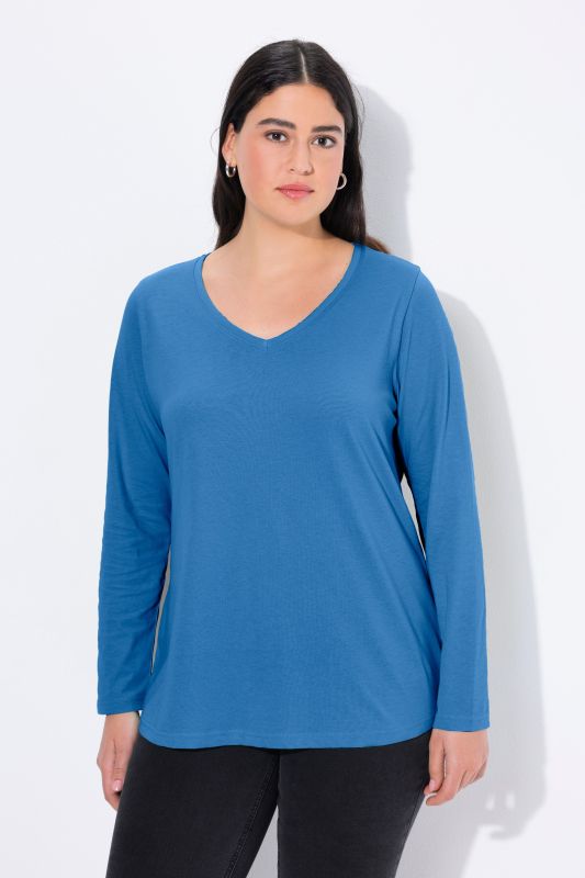 T-shirt Coupe Slim Fit, décolleté en V et manches longues