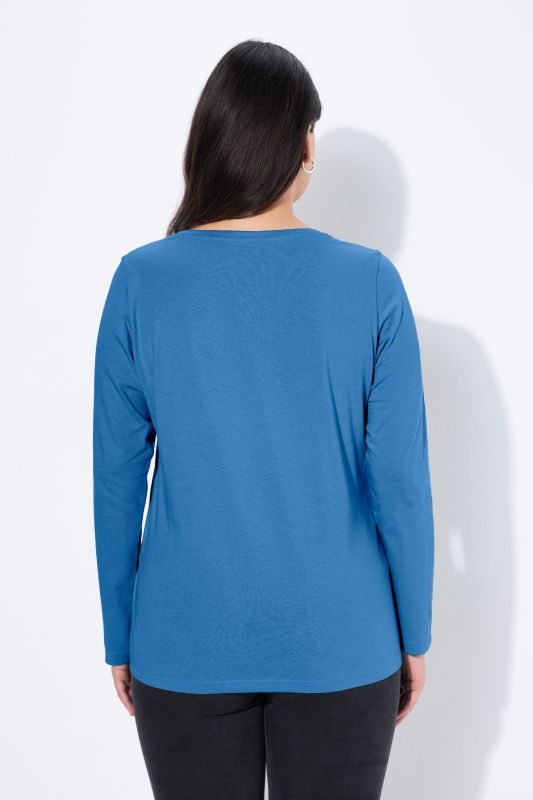 T-shirt Coupe Slim Fit, décolleté en V et manches longues