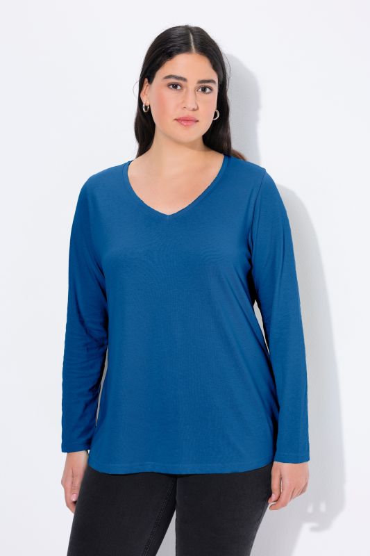 T-shirt Coupe Slim Fit, décolleté en V et manches longues
