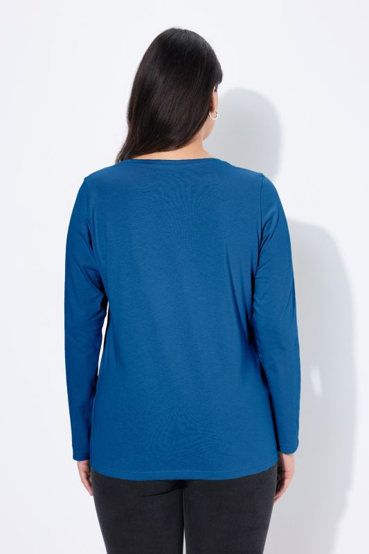 T-shirt Coupe Slim Fit, décolleté en V et manches longues