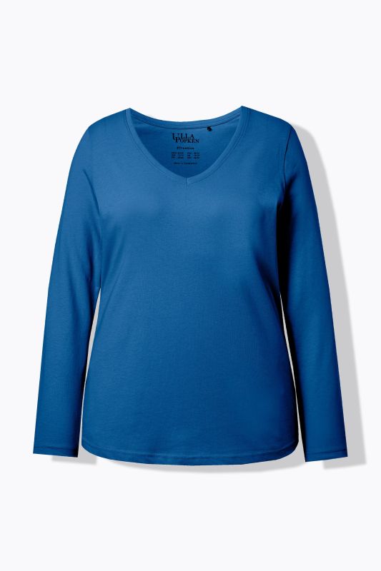 T-shirt Coupe Slim Fit, décolleté en V et manches longues
