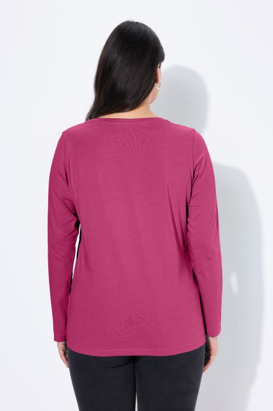 T-shirt Coupe Slim Fit, décolleté en V et manches longues