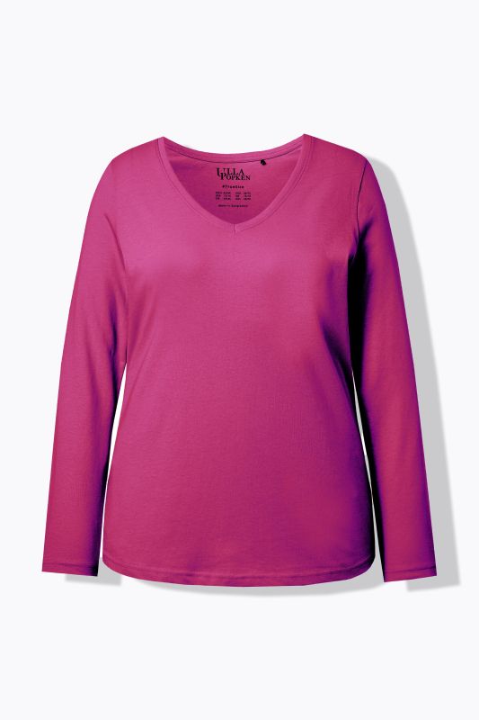 T-shirt Coupe Slim Fit, décolleté en V et manches longues