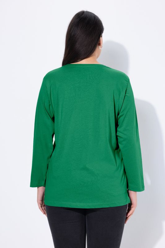 T-shirt coupe Relaxed Fit, décolleté en V et manches longues