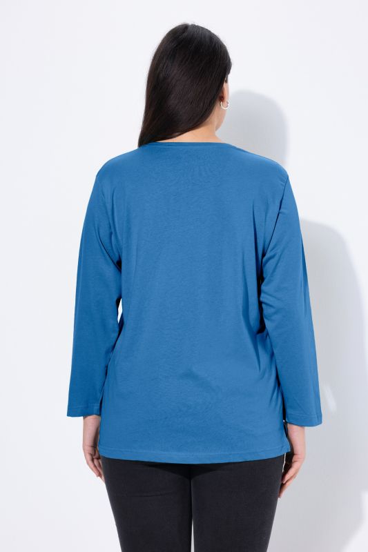 T-shirt coupe Relaxed Fit, décolleté en V et manches longues