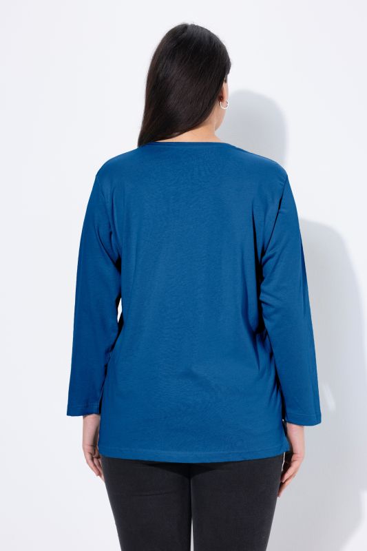 T-shirt coupe Relaxed Fit, décolleté en V et manches longues