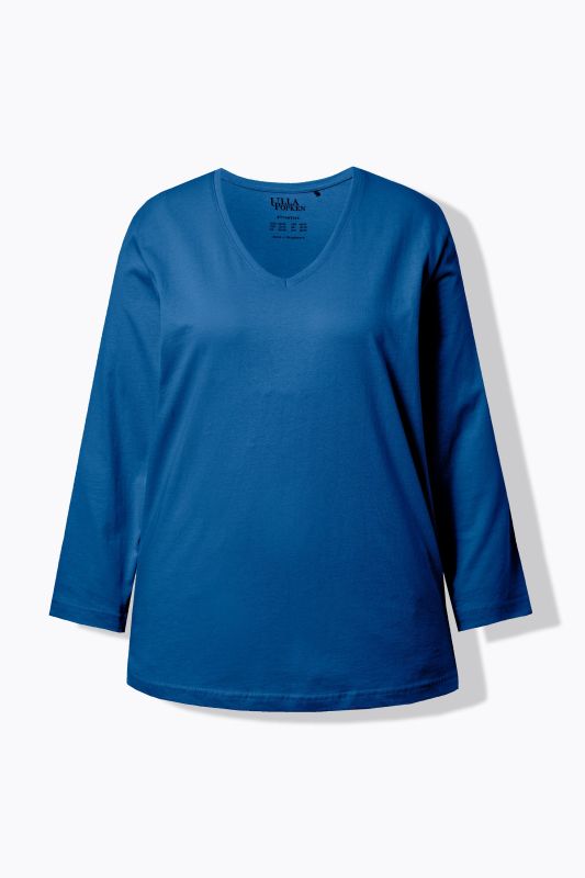 T-shirt coupe Relaxed Fit, décolleté en V et manches longues