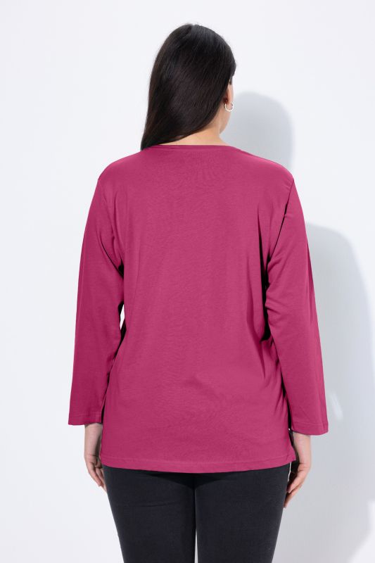 T-shirt coupe Relaxed Fit, décolleté en V et manches longues