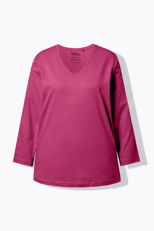 T-shirt coupe Relaxed Fit, décolleté en V et manches longues