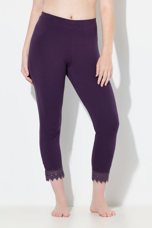 Legging 7/8. Bas de jambe en dentelle. Coton bio