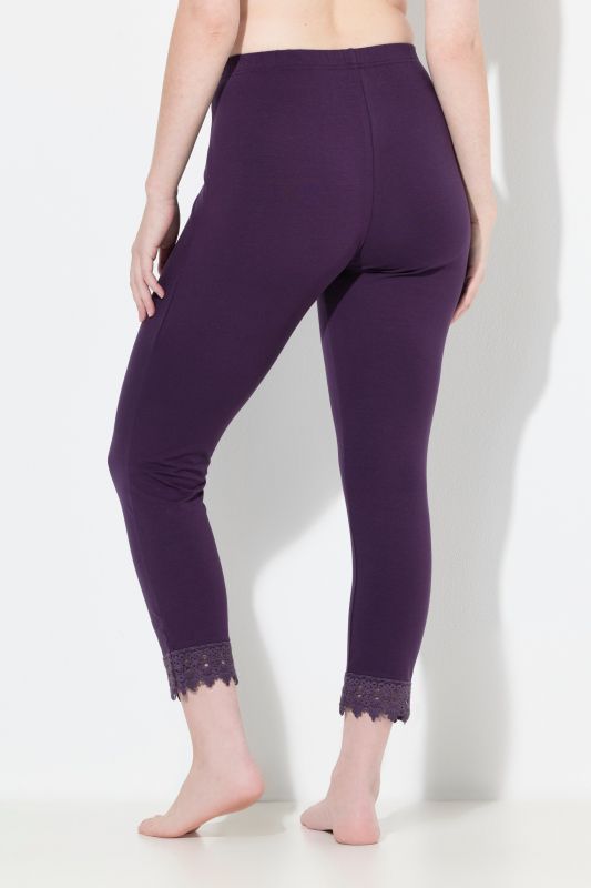 Legging 7/8. Bas de jambe en dentelle. Coton bio