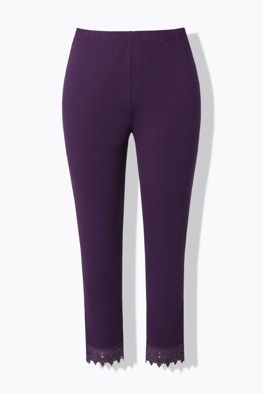 Legging 7/8. Bas de jambe en dentelle. Coton bio