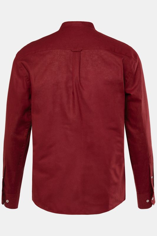 Chemise en lin mélangé. Manches longues et col officier - coupe Modern Fit