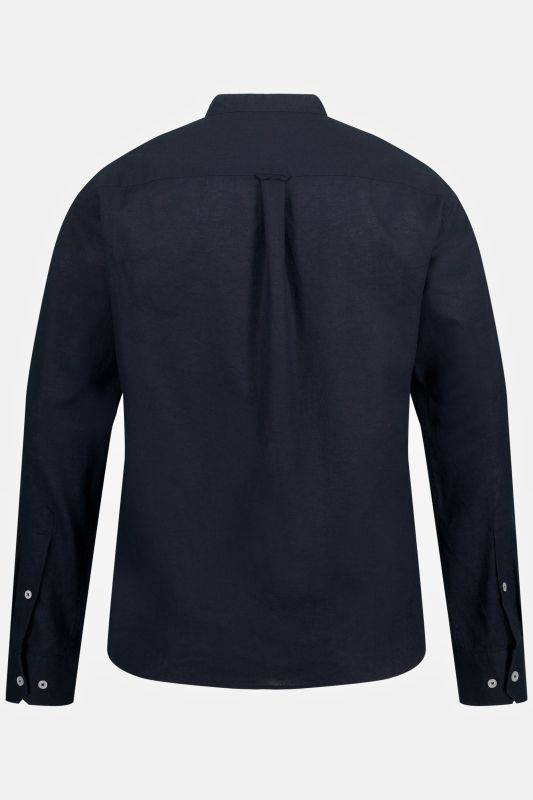 Chemise en lin mélangé. Manches longues et col officier - coupe Modern Fit