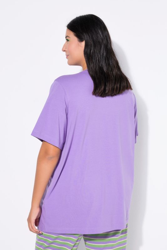 T-shirt long à col rond et manches courtes