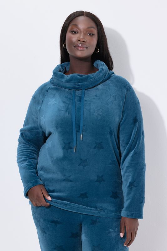 Sweater homewear, étoiles texturées, col droit