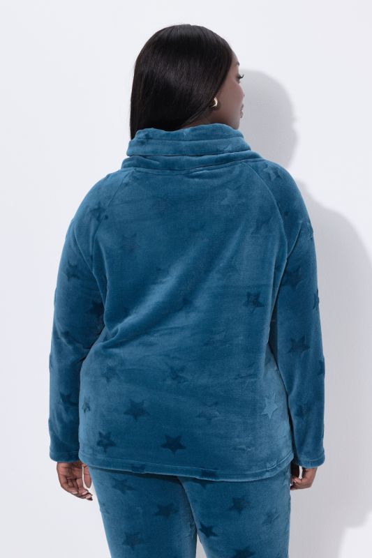 Sweater homewear, étoiles texturées, col droit