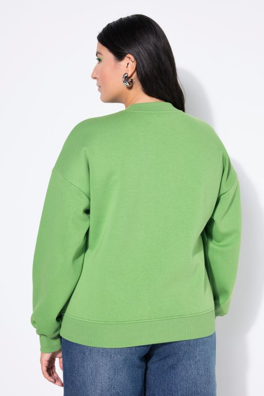 Sweat-shirt College, oversized, encolure arrondie, manches longues, inscription brodée