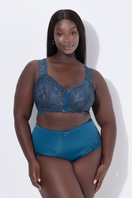 Bralette sans armatures. Fermeture zippée et dentelle