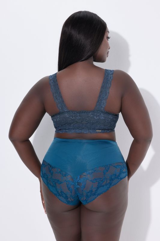 Bralette sans armatures. Fermeture zippée et dentelle