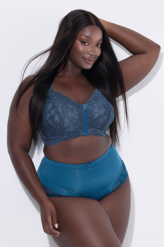 Culotte midi, dentelle transparente, doublée à l'arrière
