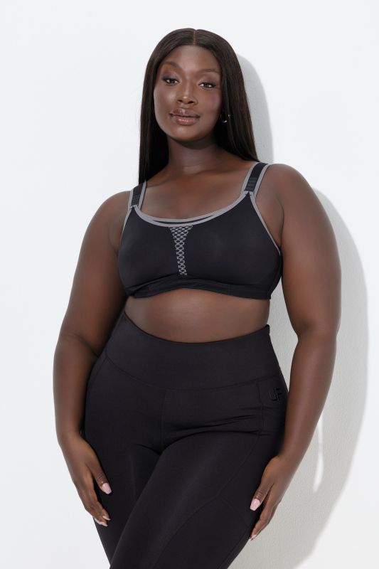 Soutien-gorge de sport, sans armatures. En microfibre avec empiècement en maille - bonnet C-D