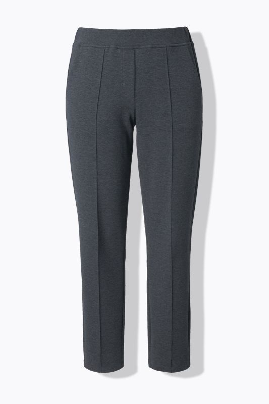 Pantalon point de Rome, jambe carotte. Taille élastique, plis fantaisie