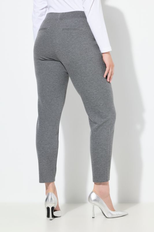 Pantalon point de Rome, jambe carotte. Taille élastique, plis fantaisie