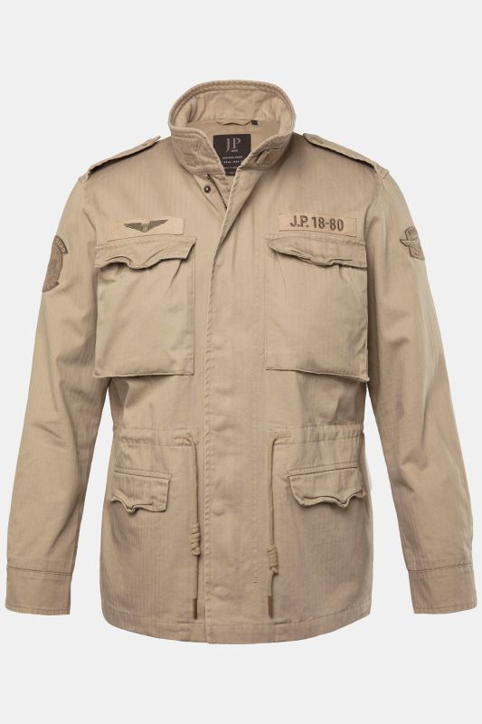 Veste de treillis en coton, écussons, style vintage - jusqu'au 8 XL