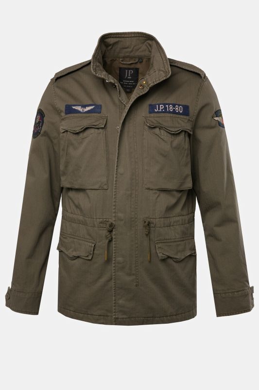 Veste de treillis en coton, écussons, style vintage - jusqu'au 8 XL