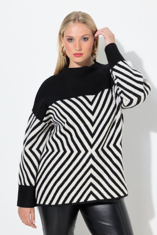 Pull à col montant et manches longues, motif graphique