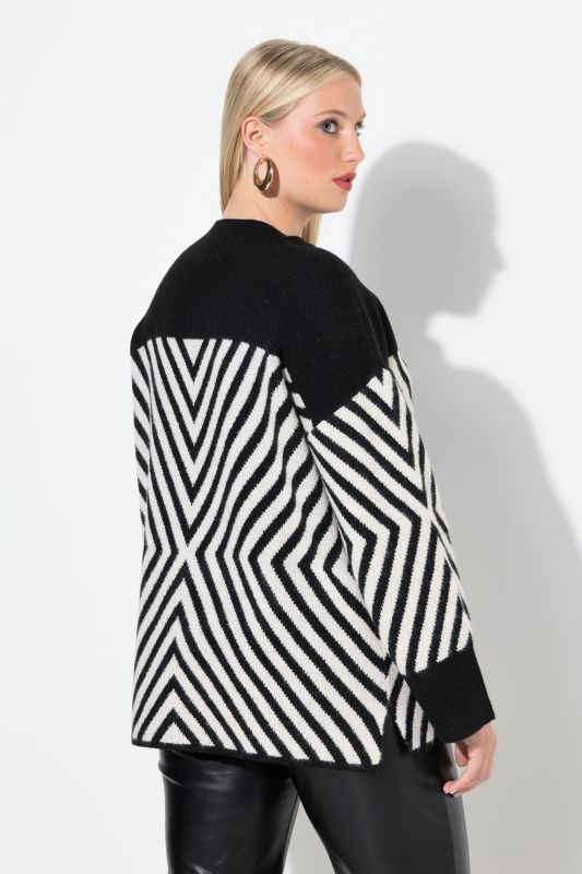 Pull à col montant et manches longues, motif graphique