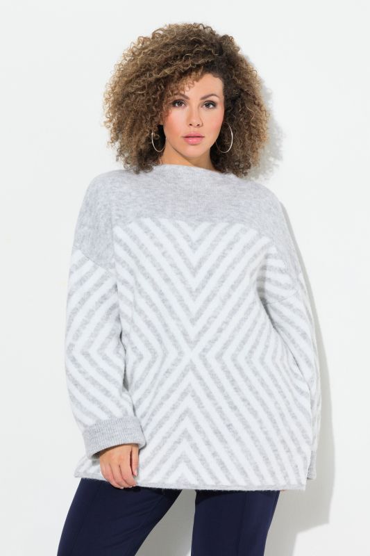 Pull à col montant et manches longues, motif graphique