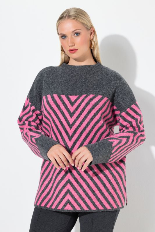 Pull à col montant et manches longues, motif graphique