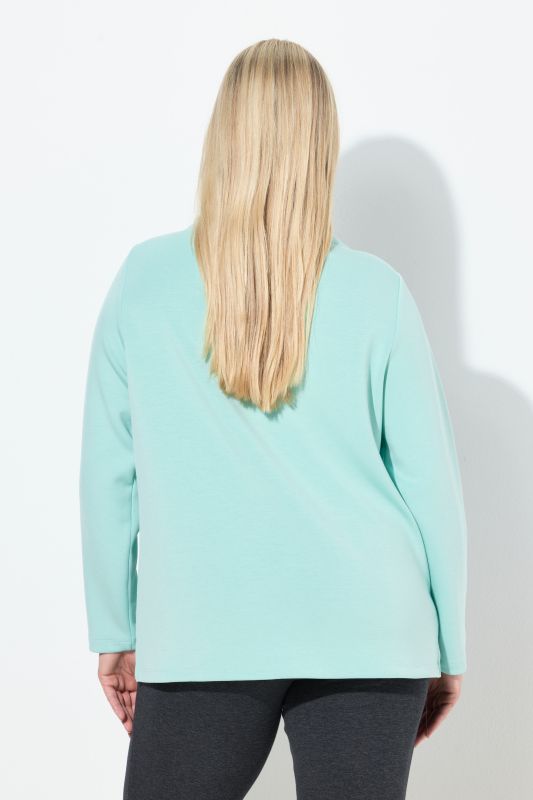Sweat-shirt à col montant et manches longues, coupe boxy, strass sur les poches