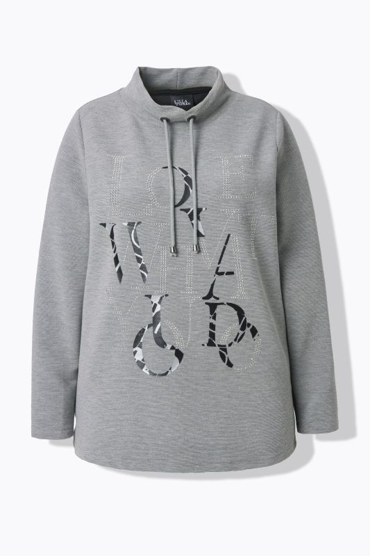 Sweat-shirt avec strass fantaisie, encolure bateau et manches longues