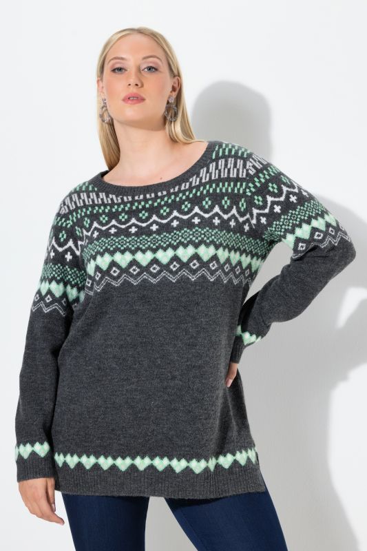 Pull norvégien à col rond et manches longues, maille douce et confortable