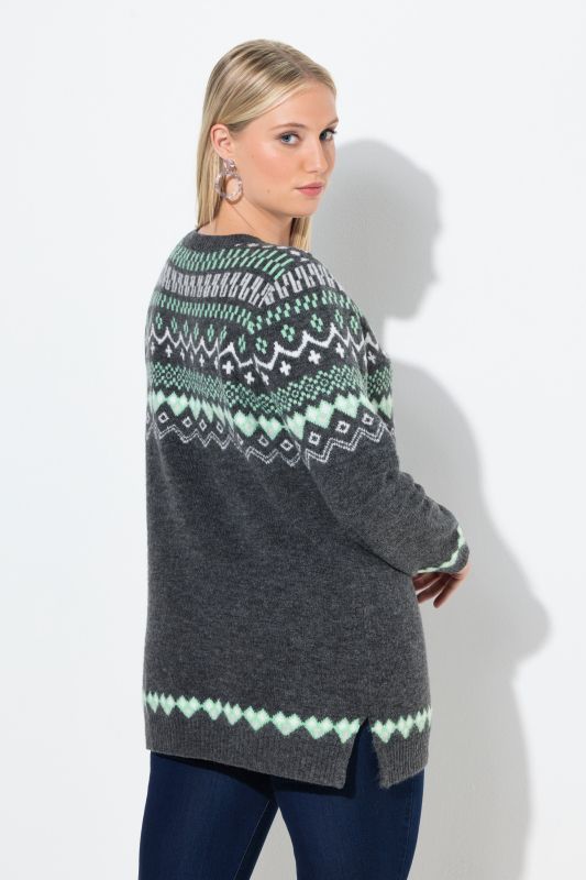 Pull norvégien à col rond et manches longues, maille douce et confortable