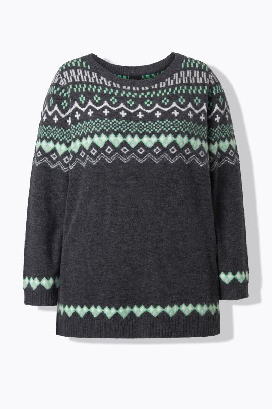 Pull norvégien à col rond et manches longues, maille douce et confortable