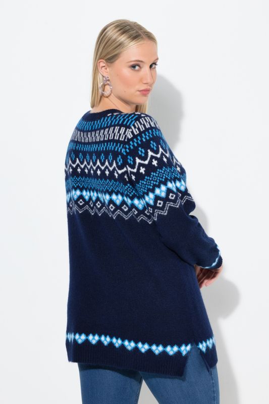 Pull norvégien à col rond et manches longues, maille douce et confortable