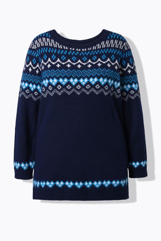 Pull norvégien à col rond et manches longues, maille douce et confortable