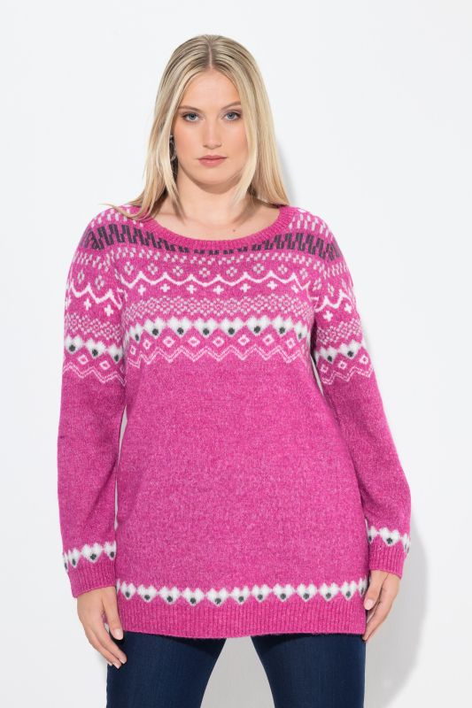 Pull norvégien à col rond et manches longues, maille douce et confortable