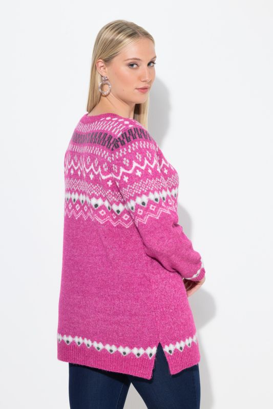 Pull norvégien à col rond et manches longues, maille douce et confortable