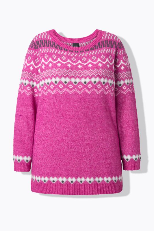 Pull norvégien à col rond et manches longues, maille douce et confortable