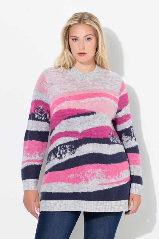 Pull col rond et manches longues, jeu de mailles